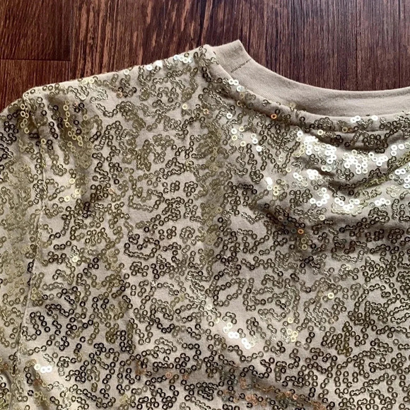 DKNY Sequined Gold T-Shirt Size XXS NWT - Picture 8 of 10